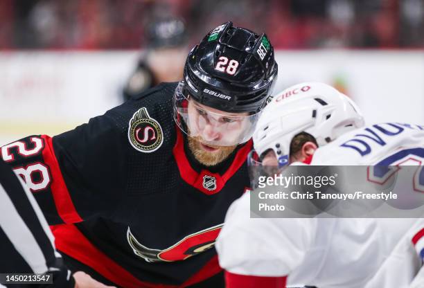 Claude Giroux of the Ottawa Senators skates against the Montreal Canadiens at Canadian Tire Centre on December 14, 2022 in Ottawa, Ontario,Canada.