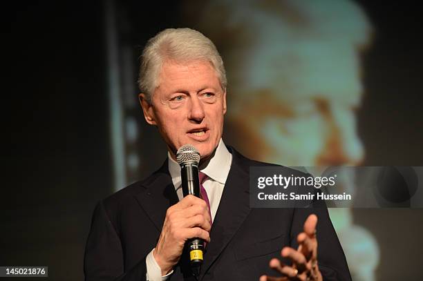 Bill Clinton speaks at "A Night Out With The Millennium Network" at the Old Vic Tunnels, presented by The Clinton Foundations and The Reuben...