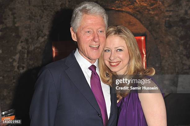 Bill Clinton and Chelsea Clinton arrive at "A Night Out With The Millennium Network," at the Old Vic Tunnels, presented by The Clinton Foundation and...