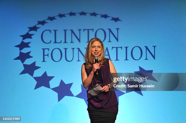 Chelsea Clinton speaks at "A Night Out With The Millennium Network," at the Old Vic Tunnels, presented by The Clinton Foundations and The Reuben...