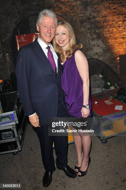 Bill Clinton and Chelsea Clinton arrive at "A Night Out With The Millennium Network," at the Old Vic Tunnels, presented by The Clinton Foundation and...