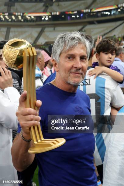Jorge Messi, father and agent of Lionel Messi - holding his son's trophy of 'Best player of the World Cup - following the FIFA World Cup Qatar 2022...