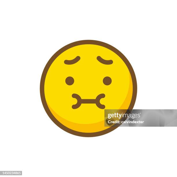 emoticon flat and contour line design - food borne illness stock illustrations