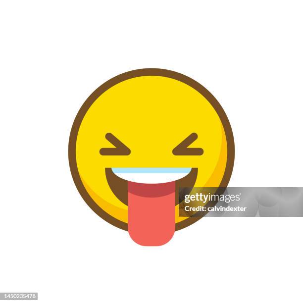 illustrazioni stock, clip art, cartoni animati e icone di tendenza di design dell'emoticon piatta e della linea di contorno - tongue