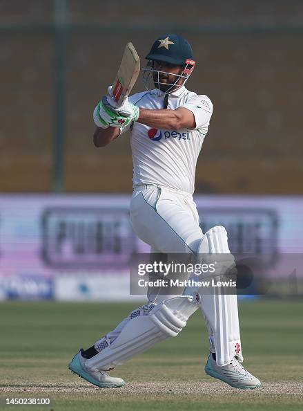 Pakistan Shvan Shan Masood of Pakistan pulls the ball away towards the boundary ...