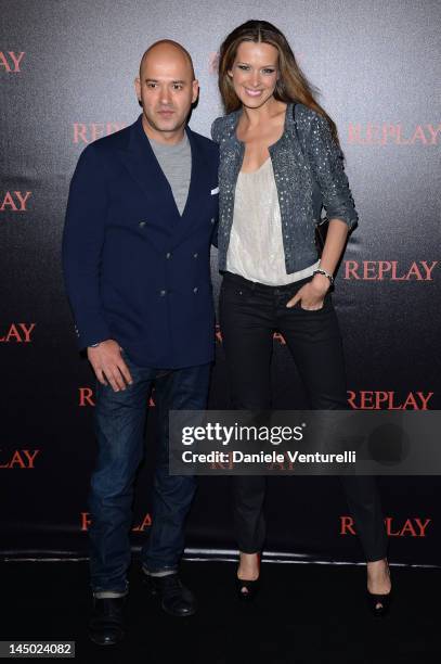 Petra Nemcova and Replay CEO Matteo Sinigaglia attend the Replay Party during the 65th Annual Cannes Film Festival at Palais des Festivals on May 22,...