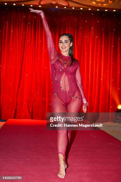 In this photo released on December 19, Sarah Engels attends "Stars in der Manege" at Circus Krone on December 10, 2022 in Munich, Germany.
