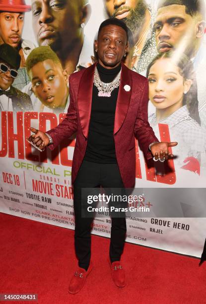 Boosie Badazz attends the Atlanta red carpet premiere of "Where's MJ?" at Clark Atlanta University on December 18, 2022 in Atlanta, Georgia.