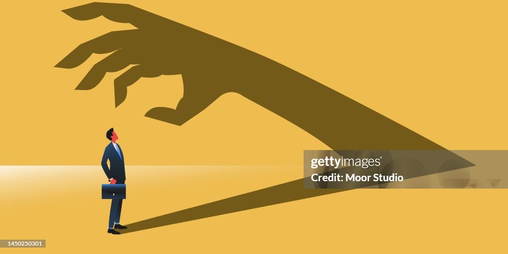 Manager and monster shadow illustration
