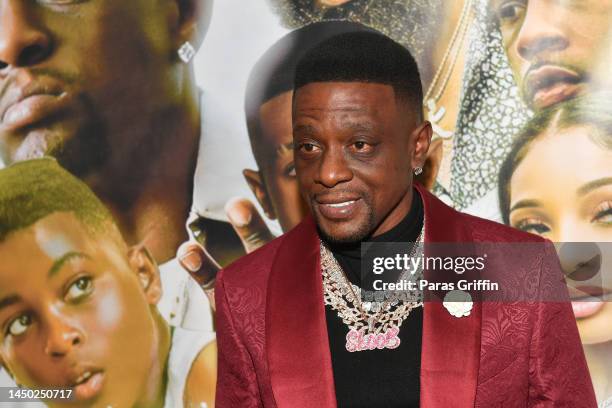 Boosie Badazz attends the Atlanta red carpet premiere of "Where's MJ?" at Clark Atlanta University on December 18, 2022 in Atlanta, Georgia.