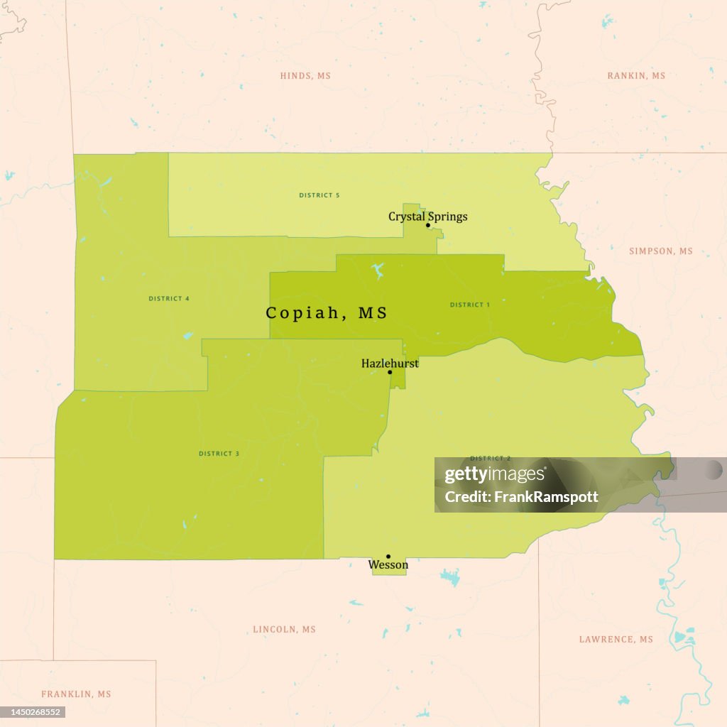 MS Copiah County Vector Map Green