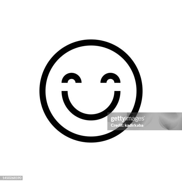bildbanksillustrationer, clip art samt tecknat material och ikoner med emoticon line icon, design, pixel perfect, editable stroke. smile. - gladlynt