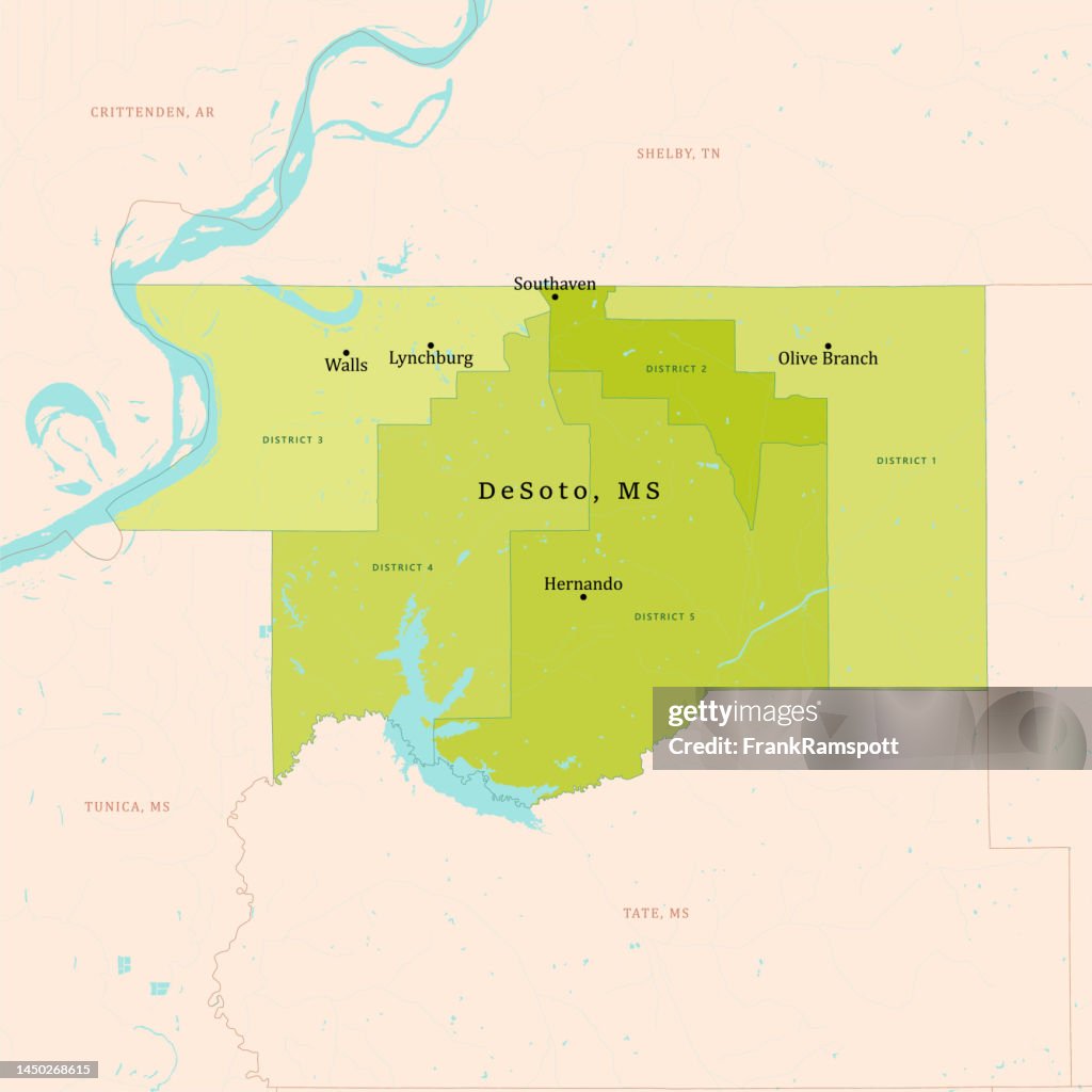 MS DeSoto County Vektorkarte Grün