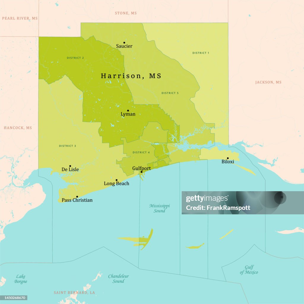 MS Harrison County Vector Map Green