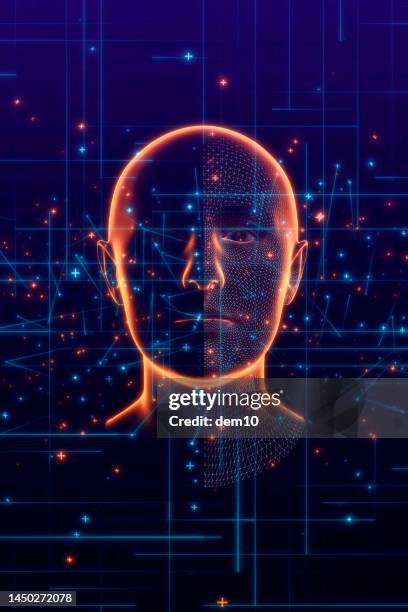 stockillustraties, clipart, cartoons en iconen met facial recognition technology - artificieel neuraal netwerk