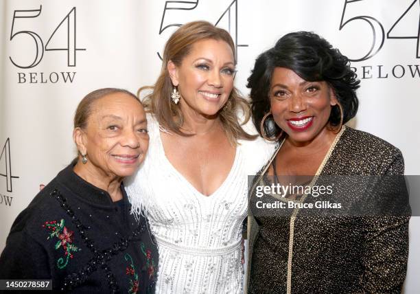 Helen Williams, Vanessa Williams and Rolonda Watts pose backstage as she performs a concert as part of The Diamond Series at 54 Below on December 18,...