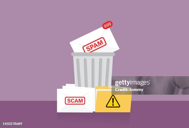 delete spam and scam emails in the trash - trash icon stock illustrations