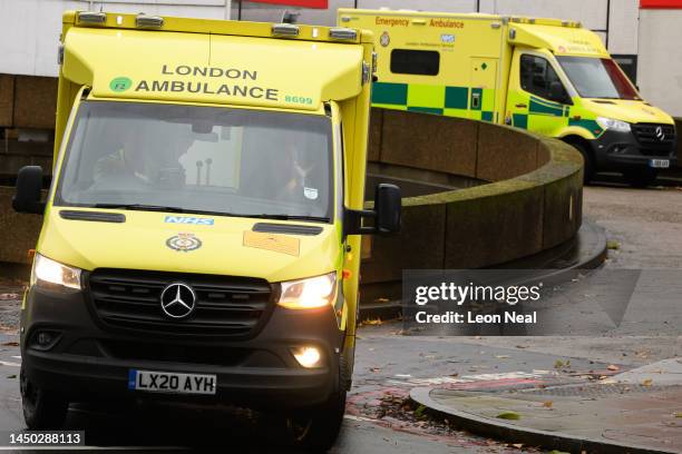 Ambulance teams work in the Accident and Emergency zone of St Thomas' Hospital on December 19, 2022 in London, England. The NHS will experience...