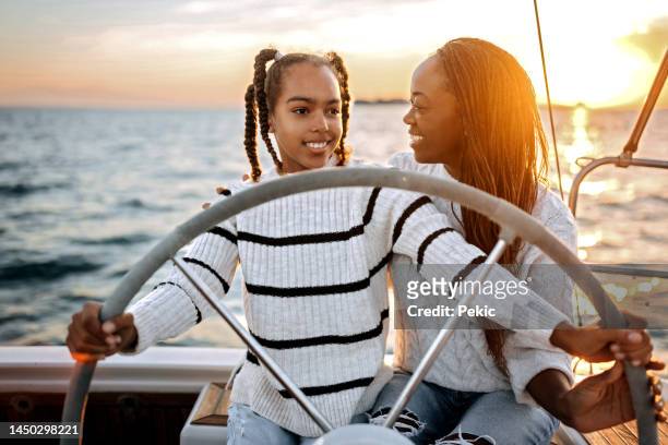 let's sail together - kid sailing imagens e fotografias de stock