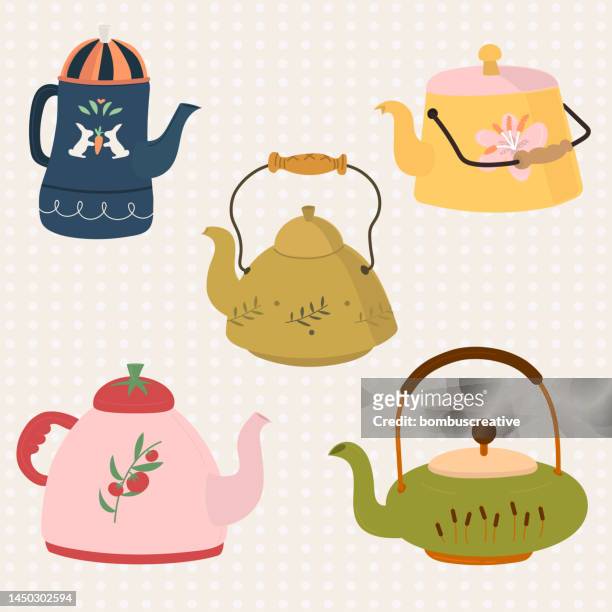 winter home icon- kettle - pottery stock illustrations