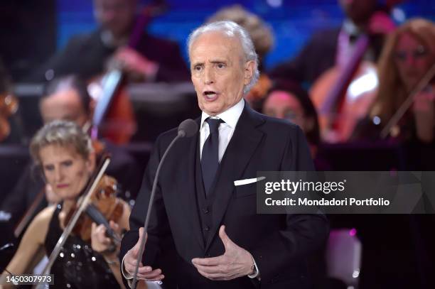 Spanish tenor José Carreras attends at the thirtieth edition of the 2022 Christmas Concert, at the Conciliazione Auditorium. The concert will be...