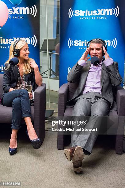 Personalities Kelly Ripa and Andy Cohen celebrate the bestselling memoir "Most Talkative" with live 80s prom-themed party at SiriusXM Studio on May...