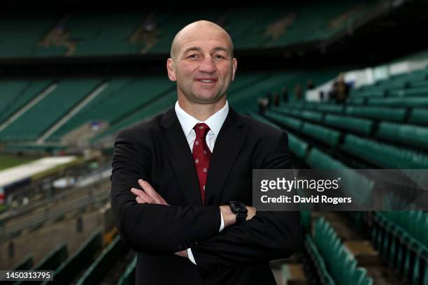 Steve Borthwick poses for a portrait after he was announced as the new England Rugby Men’s Head Coach during a press conference at Twickenham Stadium...