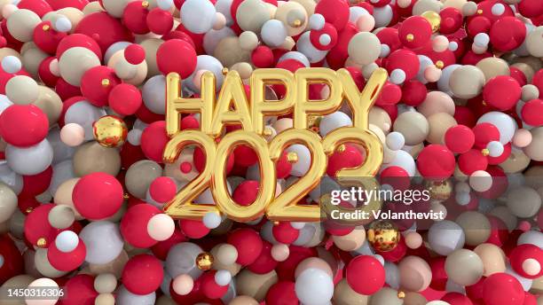 happy new year 2023 3d illustration golden and viva magenta color - new year cartoon stock pictures, royalty-free photos & images