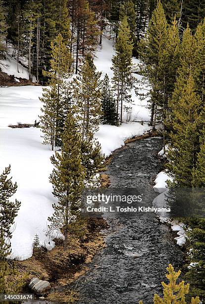 river in winter at big sky - big sky ski resort stock pictures, royalty-free photos & images