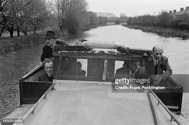 Passengers onboard a narrow boat on the Grand Union Canal, England. Original Publication: Picture Post - 7798 - The Scandal of our Waterways - Volume...