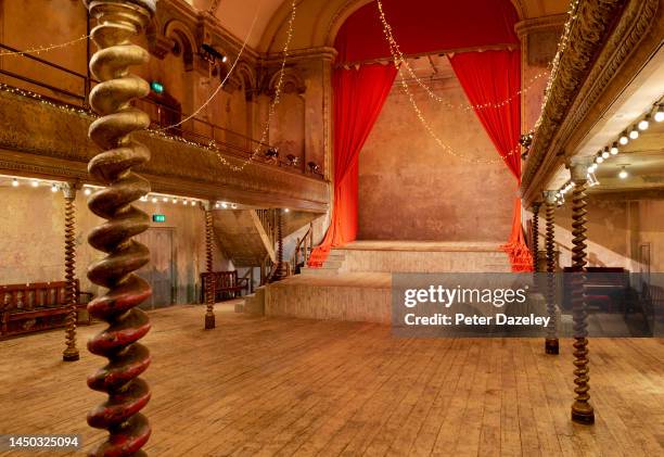The auditorium looking at the stage, with barley sugar pillars of the Wigmore Hall a concert hall on January 6, 2016 in London, England.