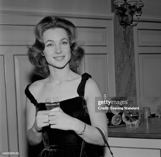 British actress Shirley Ann Field at a party on April 20th, 1961.