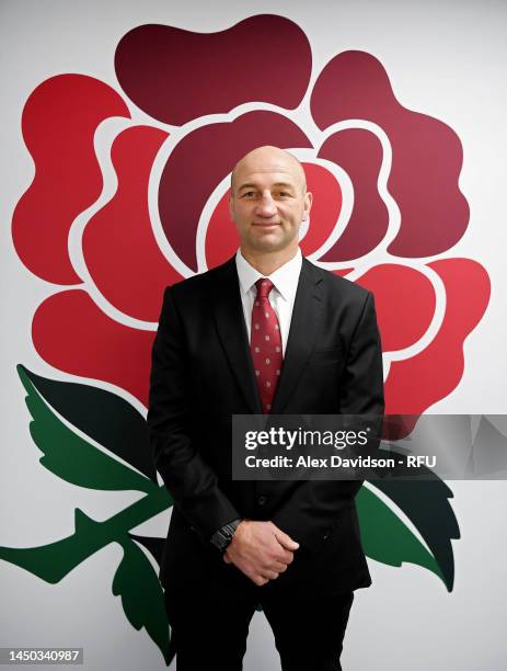 Steve Borthwick poses for a photo after being announced as the new England Rugby Men's Head Coach at Twickenham Stadium on December 19, 2022 in...