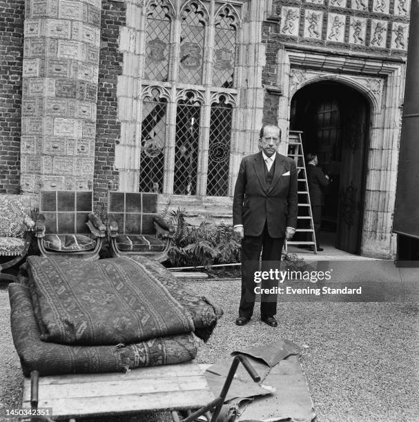 Billionaire industrialist J Paul Getty at his Sutton Place mansion in Surrey during preparations for a party on July 2nd, 1960.