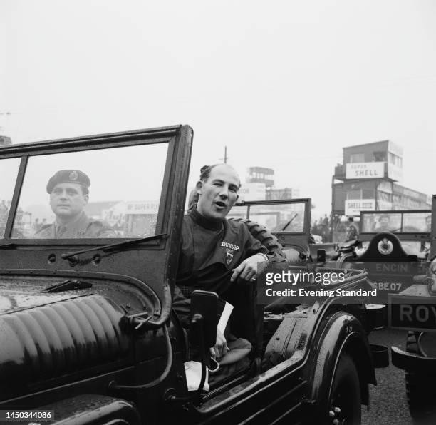 British motor racing driver Stirling Moss at the 1961 International Gold Cup at Oulton Park in Cheshire on September 23rd, 1961.