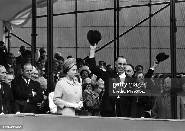 Queen Elizabeth II, with Prince Philip launch the Queen Elizabeth 2 QE2 at John Brown's shipyard, Clydebank. 20th September 1967.