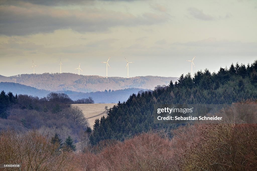 Landscape with wind turbines