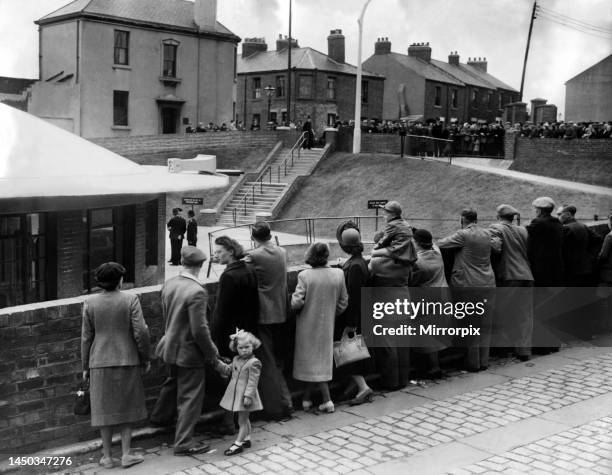 Spectators at the Jarrow entrance of the Tyne tunnel after the opening ceremony. 24 July 1951.