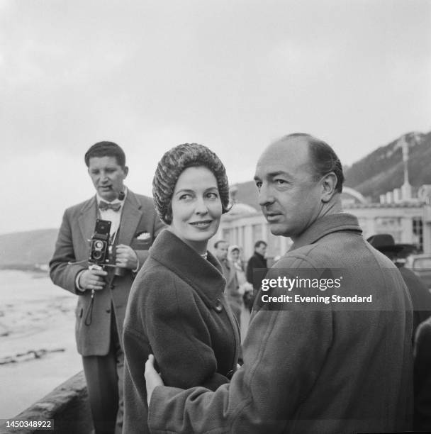 Secretary of State for War John Profumo and his wife Valerie Hobson outside Scarborough Spa Grand Hall for the Conservative Party annual conference,...