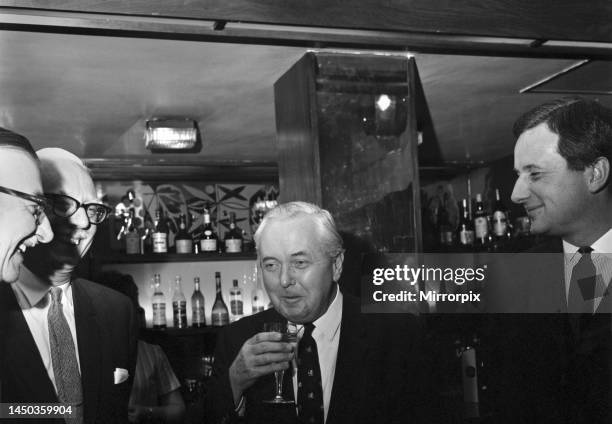 British Prime Minister Harold Wilson meets Liverpool footballer Ron Yeats. December 1969.