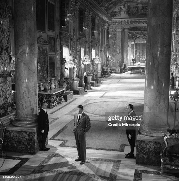 Gregory Peck filming the movie Roman Holiday in 1952.