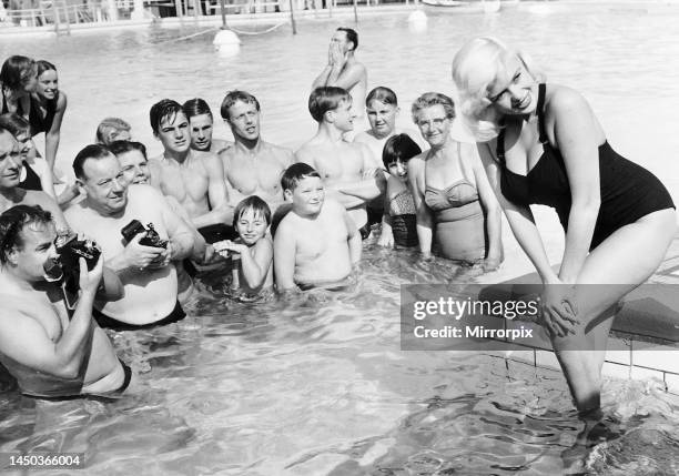 Jayne Mansfield in a swimming pool in Blackpool. 8th September 1959.