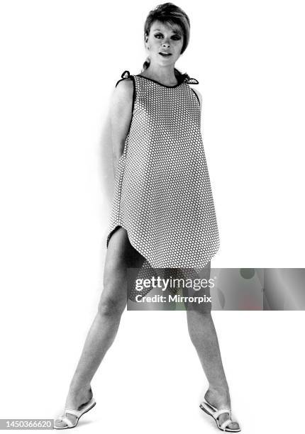 Reveille Fashion 1967: Woman wearing sleeveless honeycomb patterned dress. 22nd June 1967.