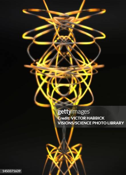 string theory, conceptual illustration - gravitational force stock illustrations