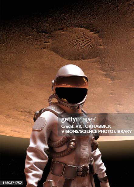 ilustrações, clipart, desenhos animados e ícones de mars exploration, illustration - astronauta