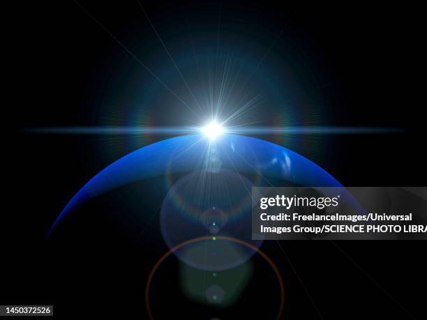 sunrise over neptune, illustration - eclipse solar stock illustrations