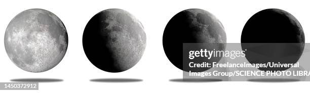 moon phases, illustration - moon phases white background stock illustrations