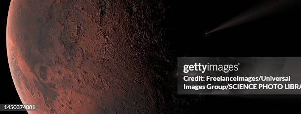 meteors on mars, illustration - mars stock illustrations