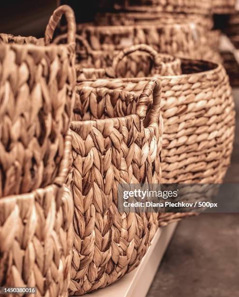 close-up of wicker baskets,moldova - wicker - fotografias e filmes do acervo