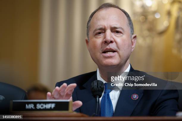 Rep. Adam Schiff delivers remarks during the last meeting of the House Select Committee to Investigate the January 6 Attack on the U.S. Capitol in...